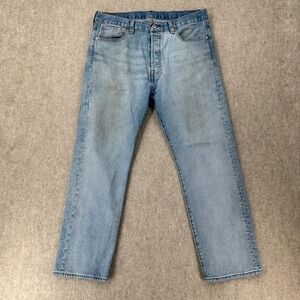 VTG Levi's 501 Light Wash Button Fly Denim Jeans Straight Fit Early 2000's 34x30